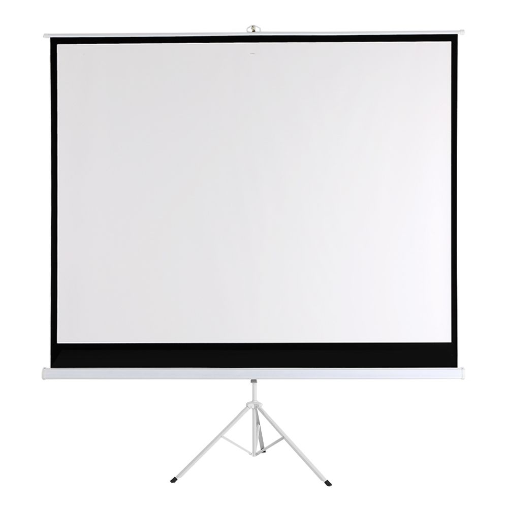 100-Inch HD Projection Screen Manual Pull Down 100Inch Diagonal Aspect Ratio 1:1 Projection Screen w/ Adjustable Length Tripod US Plug