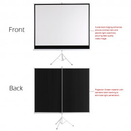 100-Inch HD Projection Screen Manual Pull Down 100Inch Diagonal Aspect Ratio 1:1 Projection Screen w/ Adjustable Length Tripod US Plug