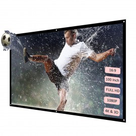 H100 100'' Portable Projector Screen HD 16:9 White Dacron 100 Inch Diagonal Video Projection Screen Foldable Wall Mounted for Home Theater Office Movies Indoors Outdoors