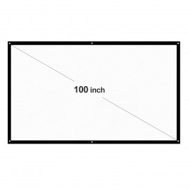 H100 100'' Portable Projector Screen HD 16:9 White Dacron 100 Inch Diagonal Video Projection Screen Foldable Wall Mounted for Home Theater Office Movies Indoors Outdoors