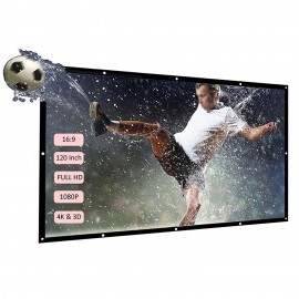 H120 120'' Portable Projector Screen HD 16:9 White Dacron 120 Inch Diagonal Video Projection Screen Foldable Wall Mounted for Home Theater Office Movies Indoors Outdoors