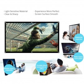 H60 60” Portable Projector Screen HD 16:9 White Dacron 60 Inch Diagonal Video Projection Screen Foldable Wall Mounted for Home Theater Office Movies Indoors Outdoors