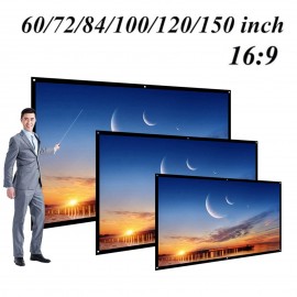 H60 60” Portable Projector Screen HD 16:9 White Dacron 60 Inch Diagonal Video Projection Screen Foldable Wall Mounted for Home Theater Office Movies Indoors Outdoors