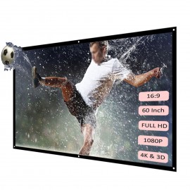 H60 60” Portable Projector Screen HD 16:9 White Dacron 60 Inch Diagonal Video Projection Screen Foldable Wall Mounted for Home Theater Office Movies Indoors Outdoors