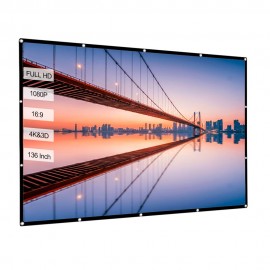 136'' Portable Projector Screen HD 16:9 White 136 Inch Diagonal Projection Screen Foldable Home Theater for Wall Projection Indoors Outdoors