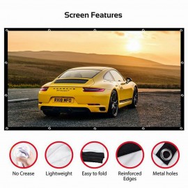 Portable Foldable Projector Screen High Definition Outdoor Home Cinema Theater 3D Movie (84inch, 16:9)