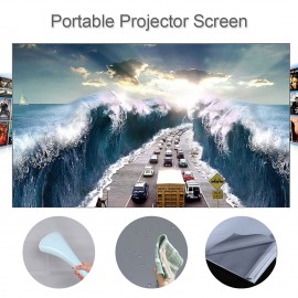 100-inch Portable Projector Screen HD 16:9 Frameless Video Projection Screen Foldable Wall Mounted for Home Theater Office Movies