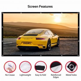 Foldable No Crease Soft Projector Screen Holes Hanging Portable Home Movie Meeting Screen (92inch 16:9)