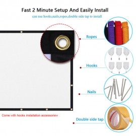 Foldable No Crease Soft Projector Screen Holes Hanging Portable Home Movie Meeting Screen (92inch 16:9)