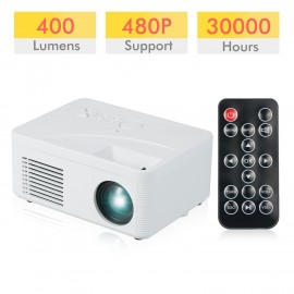 LCD LED Projector 400 Lumens Mini Portable Video Projector with Built-in Speaker Support HD / AV / USB / Audio 3.5mm Interface for Home Theater Entertainment