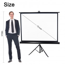 72 inches Projector Screen with Tripod Stand 4:3 Portable Projection Screen 4K 3D Projector Movies Screen for Home Office Indoor Outdoor Use