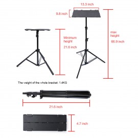 T160 Projector Tripod Stand Foldable Laptop Tripod Projector Bracket with Tripod Tray Multifunctional DJ Racks Projector Stand with Adjustable Height Perfect for Office Home Stage DVD Video Player Holder