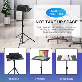 T160 Projector Tripod Stand Foldable Laptop Tripod Projector Bracket with Tripod Tray Multifunctional DJ Racks Projector Stand with Adjustable Height Perfect for Office Home Stage DVD Video Player Holder