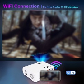 WiFi Projector 1080P Full HD Video Projector Movie Home Theater Support HD / USB / Audio 3.5mm Interface / Memory Card for Smartphone Screen Home Theater Entertainment Android LED Projector