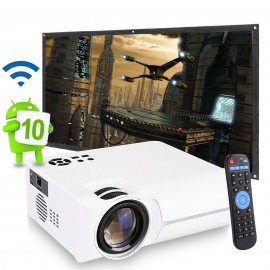 WiFi Projector 1080P Full HD Video Projector Movie Home Theater Support HD / USB / Audio 3.5mm Interface / Memory Card for Smartphone Screen Home Theater Entertainment Android LED Projector