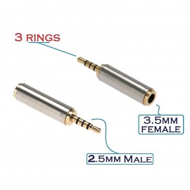 Gold-plated 2.5 mm Male to 3.5 mm Female Audio Stereo Headphone Converter Adapter