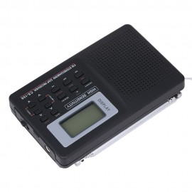 Portable FM / AM / SW Radio Multiband Digital Stereo Radio Receiver Earphone Output Time Display External Antenna with Alarm Clock Function