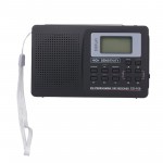 Portable FM / AM / SW Radio Multiband Digital Stereo Radio Receiver Earphone Output Time Display External Antenna with Alarm Clock Function