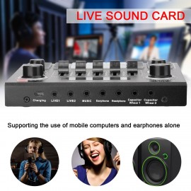 V9 Audio USB Headset Microphone Webcast Live Sound Card 12 Electric Sounds Broadcast for Phone Computer