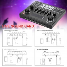 V9 Audio USB Headset Microphone Webcast Live Sound Card 12 Electric Sounds Broadcast for Phone Computer