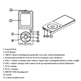 HRD-602 Portable Radio Receiver FM/AM Radio LCD Display Lock Button Pocket Radio with Earphone Sports Pedometer