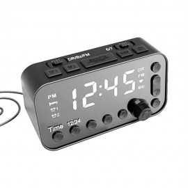 DAB & FM Radio Digital Alarm Clock LCD Backlight Dual USB Port Sleep Timer for Office Bedroom Travel