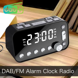 DAB & FM Radio Digital Alarm Clock LCD Backlight Dual USB Port Sleep Timer for Office Bedroom Travel