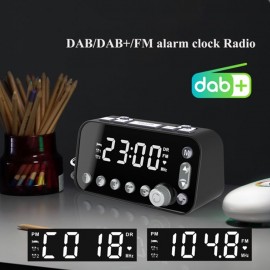 DAB & FM Radio Digital Alarm Clock LCD Backlight Dual USB Port Sleep Timer for Office Bedroom Travel