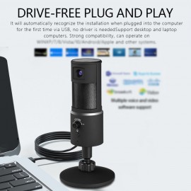 USB Streaming Microphone with Webcam HD1080P for iPhone/iPad/Mac/Android Phone/Tablet/PC