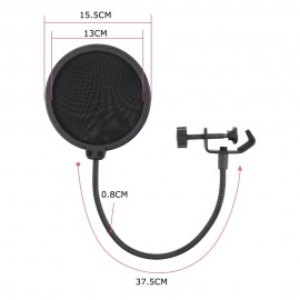 Microphone Pop Filter Mesh Shield Mic Blowout Preventer Recording Windproof Microphone Anti Noise Net Cover Cantilever Bracket