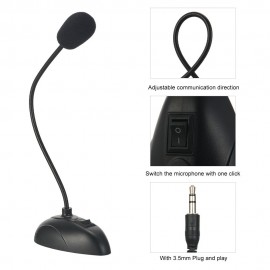 Flexible Stand Mini Studio Speech Microphone 3.5mm Plug Gooseneck Mic Wired Microphone for Computer PC Desktop Notebook