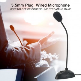 Flexible Stand Mini Studio Speech Microphone 3.5mm Plug Gooseneck Mic Wired Microphone for Computer PC Desktop Notebook