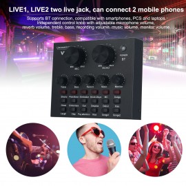 V8 External Sound Card USB Mobile Phone Microphone Live for Mobile Computer Audio Interface with BT for Online Singing Chatting Live Video Streaming Music Recording