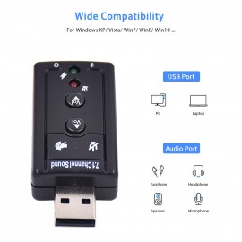 USB External Stereo Sound Adapter USB 7.1 Channel Sound Plug and Play for PC