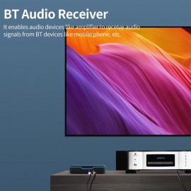 BT 5.0 Audio Receiver with AUX RCA Output Support U Disk Playing Audio Adapter for Wired Speaker Amplifier Car/ Home Stereo Black