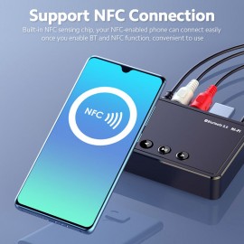 M10 BT5.0 Adapter Multifunctional BT Audio Receiver 15m Transmission Distance Support NFC Connection with USB RCA AUX Ports